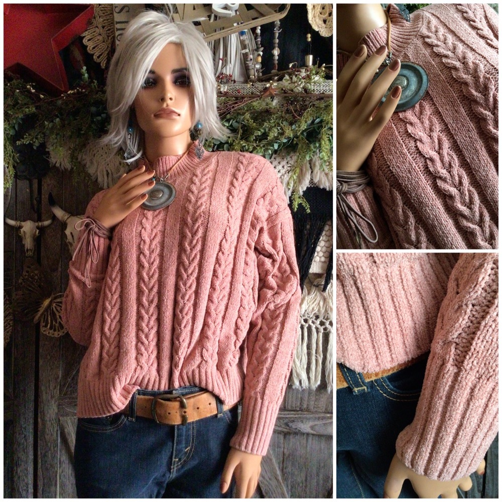 Vintage Hippie Rose Chunky Popover Sweater